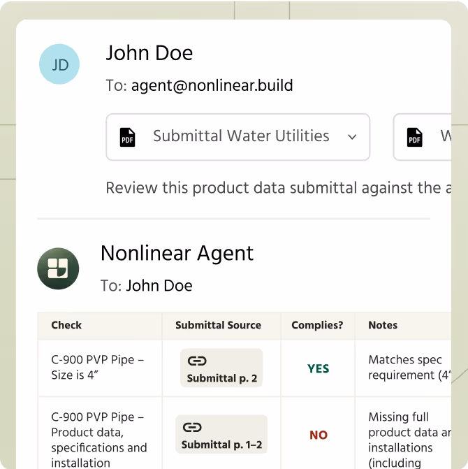 Nonlinear email mockup
